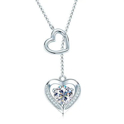 Round Moissanite Y-shape Lariat Cross Heart Infinite Pendant Necklace Chain for Women 925 Sterling Silver Jewelry Gifts