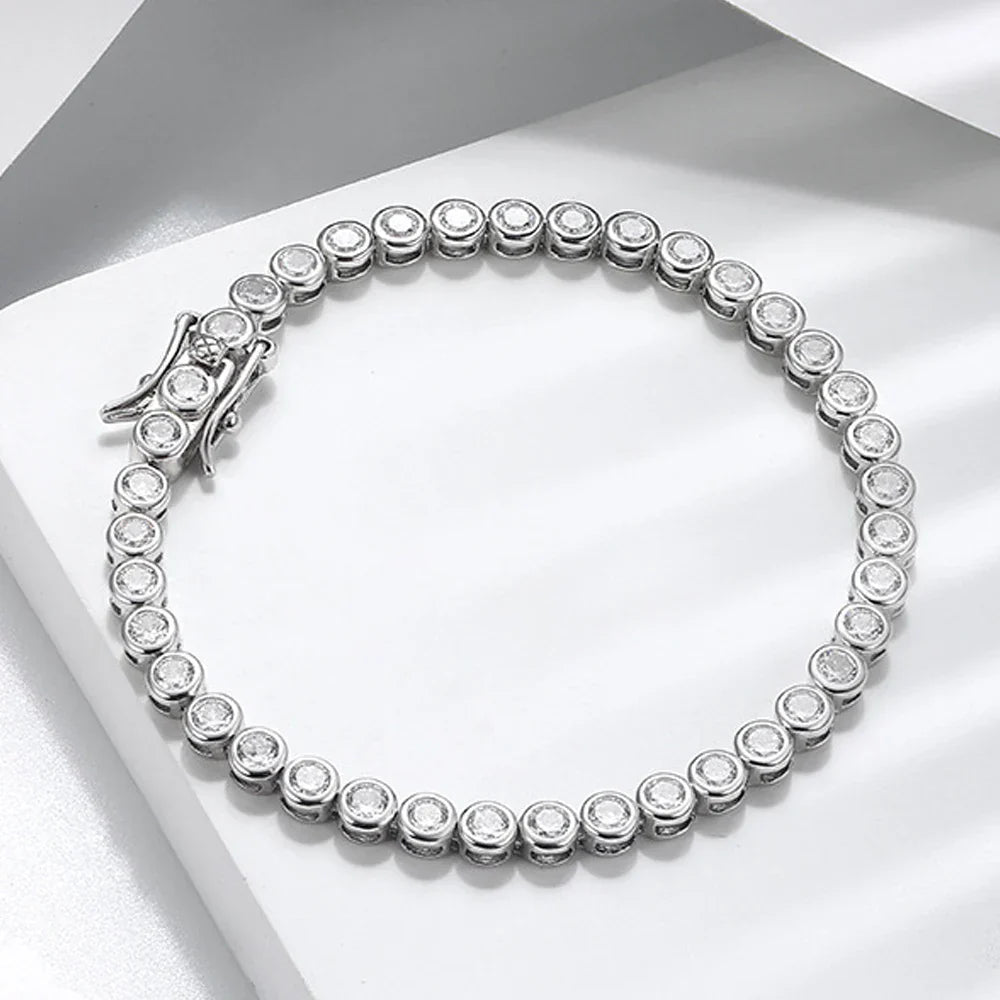 D VVS1 Round Moissanite Tennis Bracelet Original s925 Sterling Silver Plated 18k Gold with GRA Bracelets for Women Man