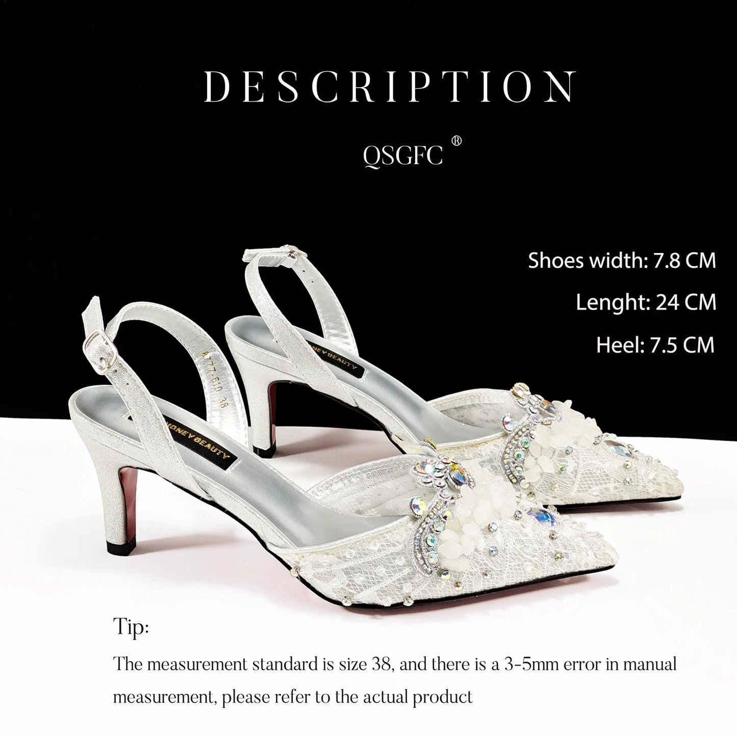 Italian Design Rhinestones and Coral Stones Ladies Party Shoes High Heels Pointed Toe Coffee Color Women's Shoes