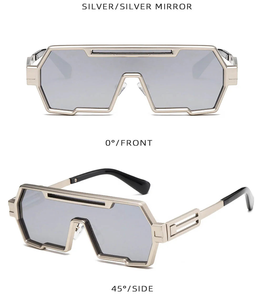 Steampunk Sunglasses For Men Vintage Designer Punk Fashion Glasses Retro One-Pieces Gafas De Sol Hombre Lunette De Soleil Homme