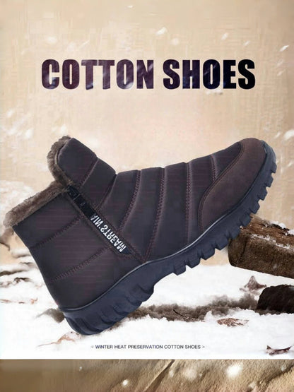 Plus Size Men Winter Thermal Cotton Shoes Double Zipper Light PU Sole Warm Fur Lining Anti-slip Waterproof Ankle Snow Boots