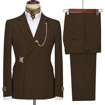 New casual Black men's suits slim two-piece business Korean version of the groom and best man wedding dress