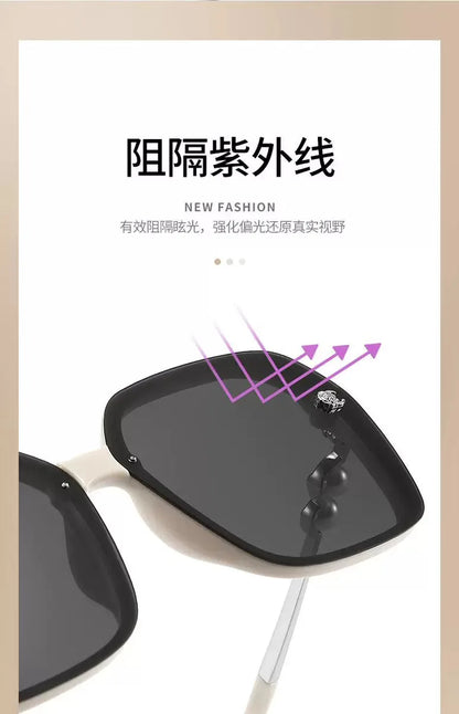 2025 Oversized Polarized Sunglasses for Women and Men  Pearl Fashion Square Designer Sun Glasses Unisex Eyewear UV400 Sunglass