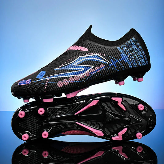 AG/FG Soccer Cleats Kids Youth Training Shoes PU Fabric Upper TPU Sole Non-Slip Wear-Resistant Firm Ground