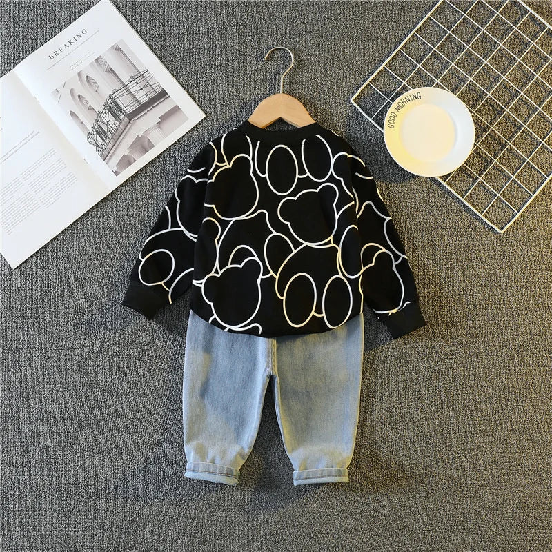 New Spring Autumn Baby Girl Clothes Children Boys Fashion Cartoon T-Shirt Pants 2Pcs/Sets Toddler Sports Costume Kids Tracksuits