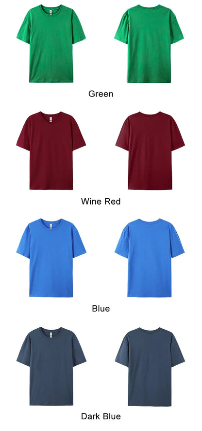 100% Cotton Solid Tshirts Men Woman Short Sleeve Fashion Brand Trend Casual Soft Clothing Tees Customized Products Summer Tops