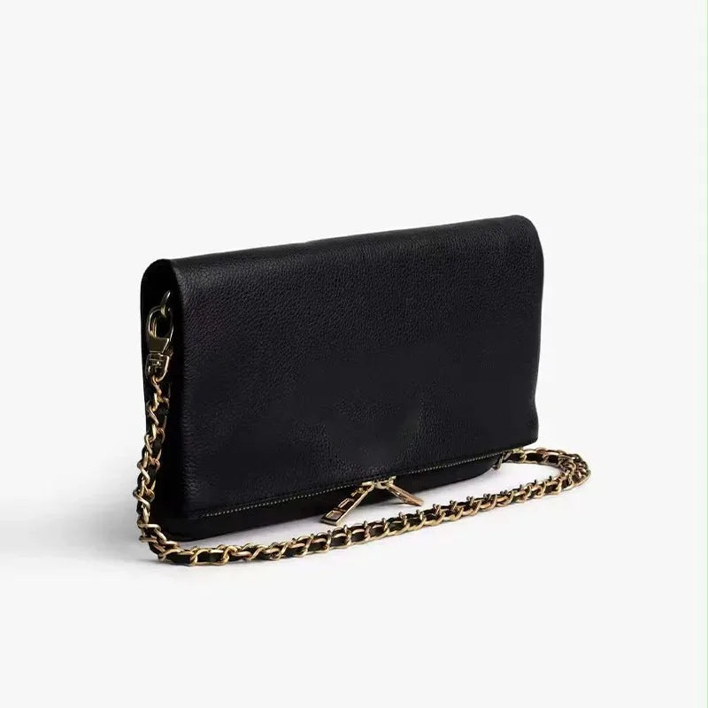 Luxury Design Bag for Women Fashionable Black Leather Ladies Crossbody Bag 2026 New Style Retro Single Shoulder Envelope Bag