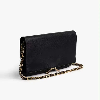 Luxury Design Bag for Women Fashionable Black Leather Ladies Crossbody Bag 2026 New Style Retro Single Shoulder Envelope Bag