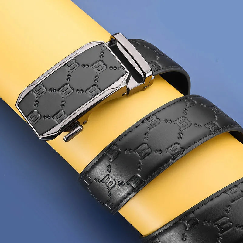Fashion Designer Belt Men Automatic Buckle Belt Genuine Leather Belt Personalised Printed Strap Casual Business Men's Belt