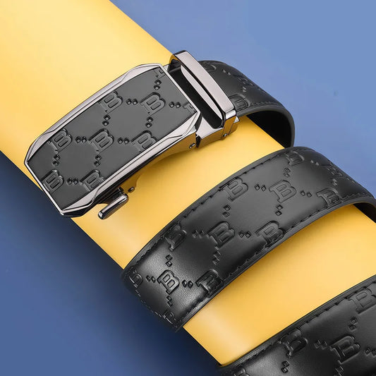 Fashion Designer Belt Men Automatic Buckle Belt Genuine Leather Belt Personalised Printed Strap Casual Business Men's Belt