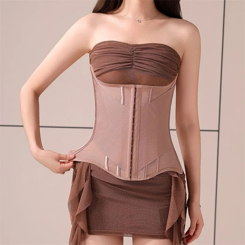 U-shaped Waist Trainer Corset Women Buttoned Shapers Breast Lifted Waist Trainer Steel Bone Slimming Womens Body Shapewear