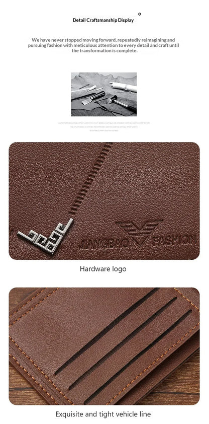 Portefeuille en cuir fin pour homme, blocage RFID, pliable, porte-cartes de crédit minimaliste, pince à billets