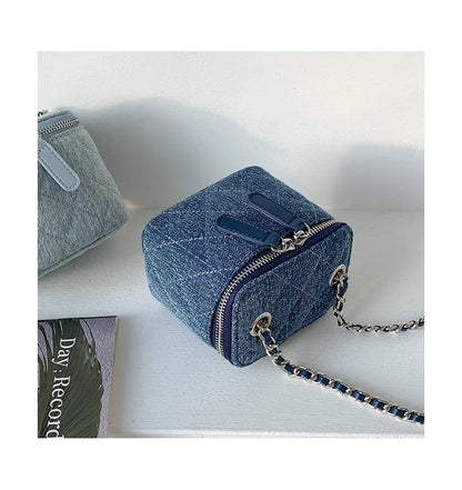 Mini Denim Crossbody Bags for Women 2026 Lingge Chains Shoulder Bag Fashion Brands Box Bag Lipstick Coins Purses and Handbags