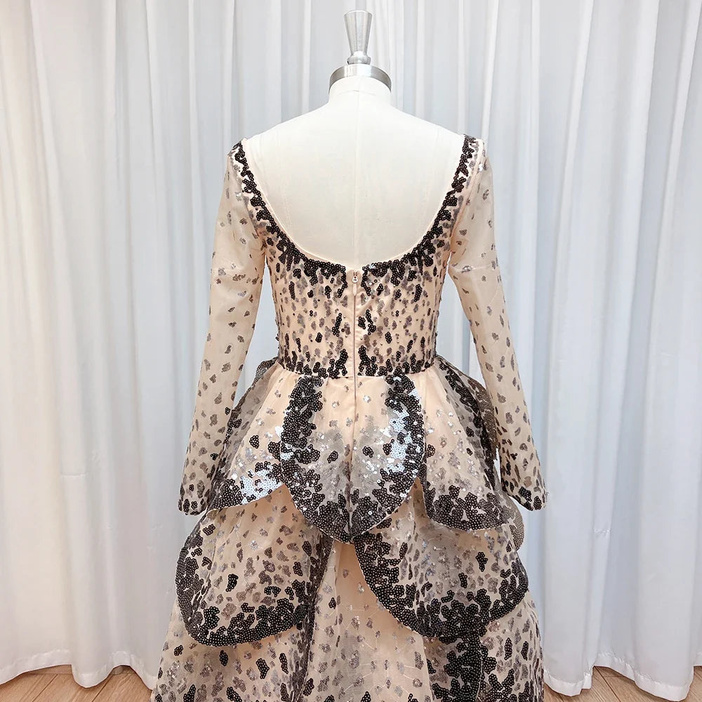 Luxury Sequined Evening Dress Tiered Petal Skirt Formal Prom Gown Customized Robe De Soiree For Women Party 2026