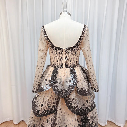 Luxury Sequined Evening Dress Tiered Petal Skirt Formal Prom Gown Customized Robe De Soiree For Women Party 2026