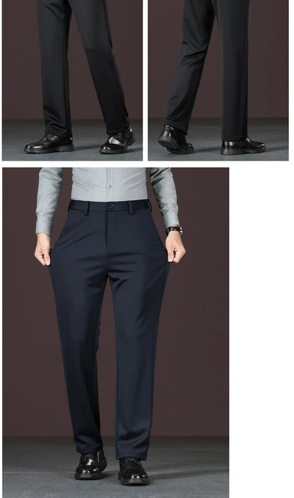 Men's New Loose Straight Leg Elastic Formal Pants, Business Tiger Head Western Style, All Seasons, Casual & Formal Wear