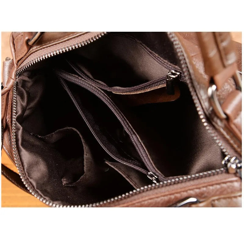Women Natural Leather Handbags Female Bag High Quality Solid Color Zipper Shoulder Crossbody Bag Cowhide Tote Top-Handle Bags