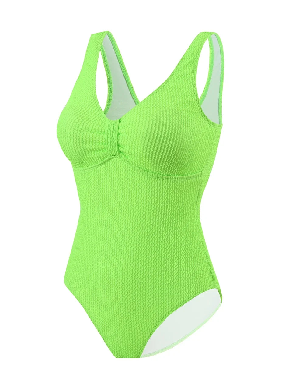 Slim V Neck Swimsuit Women 2025 New One Piece Vacation Swimwear Solid Bodysuit Female Bathers Swimming Monokini Summer Beachwear
