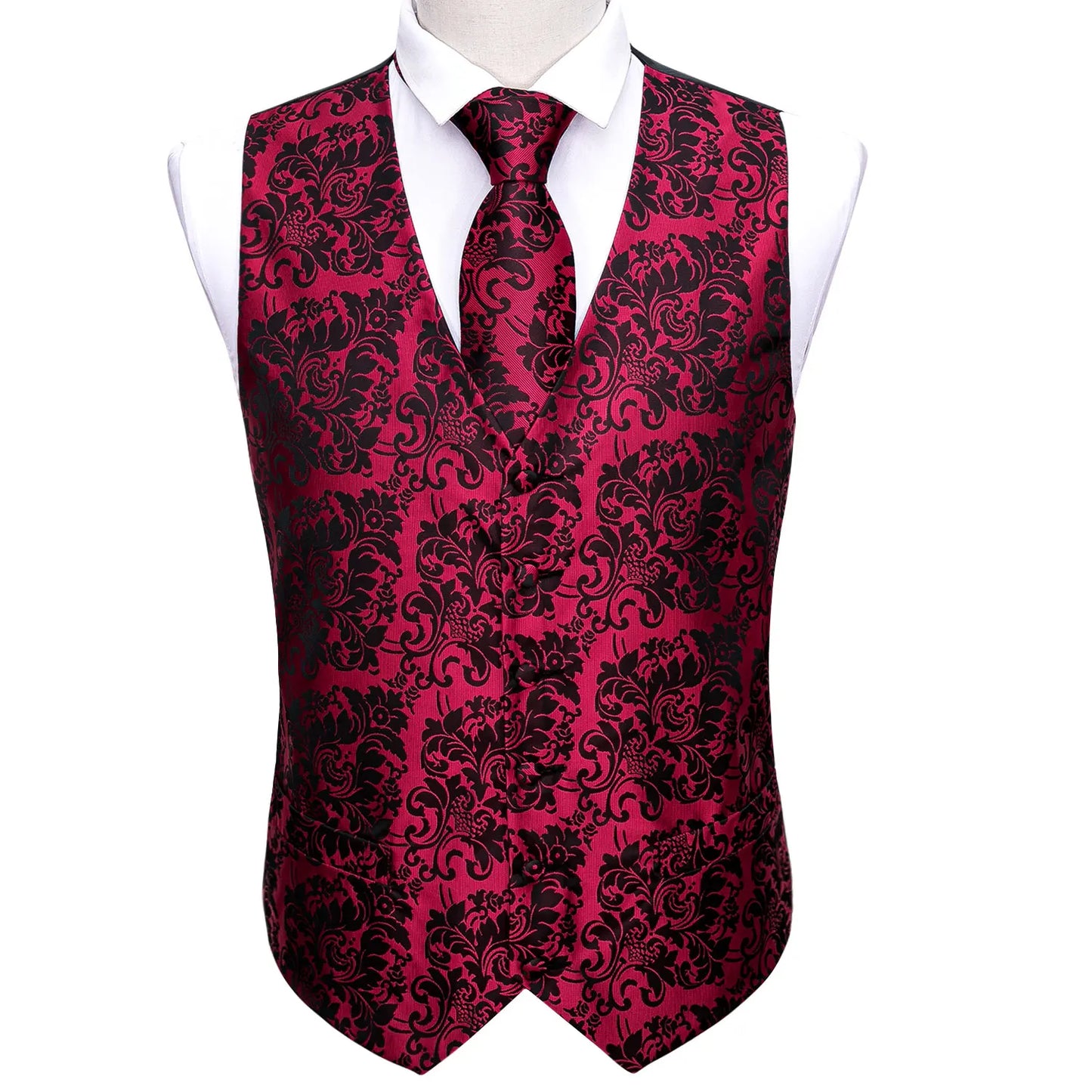 Green Suit Vest Men Paisley Waistcoat Plaid Silk Tie Handkerchief Cufflinks for Wedding Summer Vests Tuxedo MJ-2004 Barry.Wang