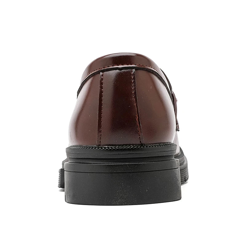 2026 Spring New British Fashion Men's Casual Leather Shoes Korean Style Slip-On Loafers Formal Men's Leather Shoes