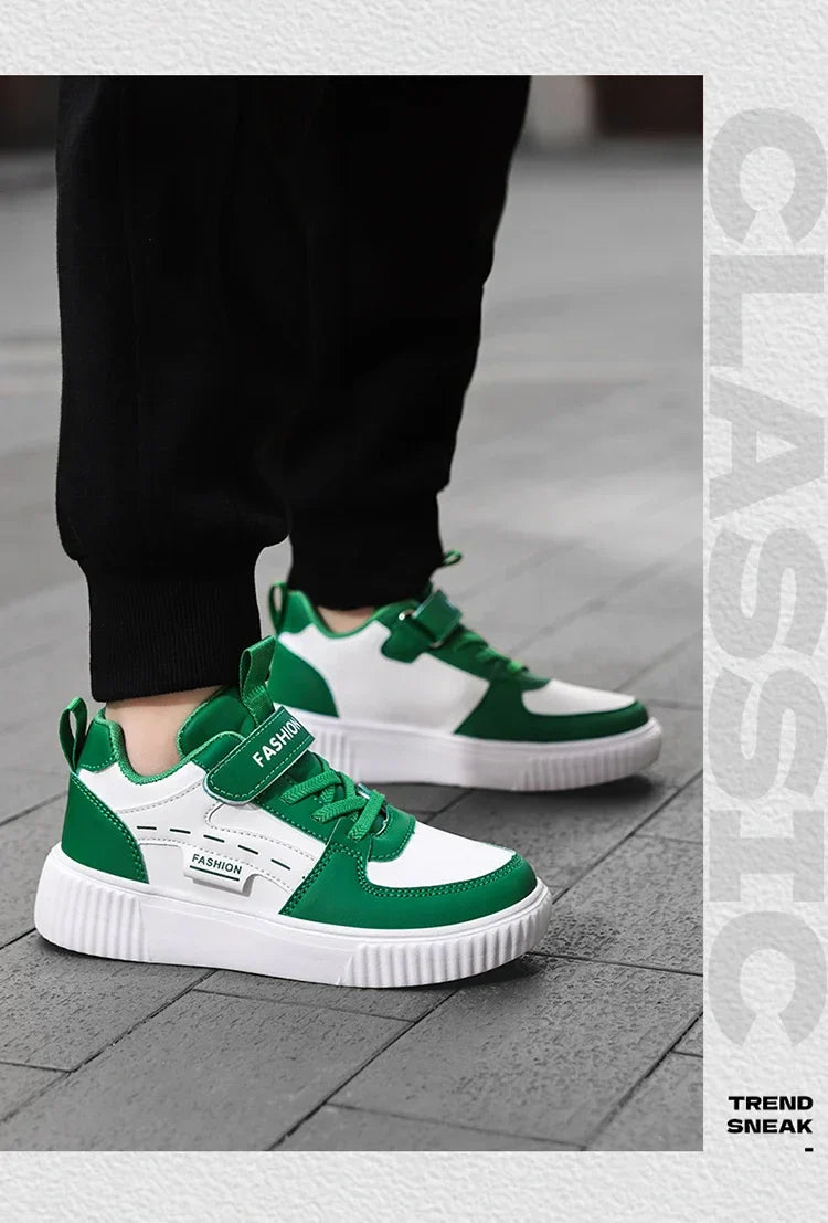 Green Skateboard Shoes Kids Trainers Fashion Lightweight Children's Sports Shoes Comfortable Non-slip Casual Sneakers For Boys