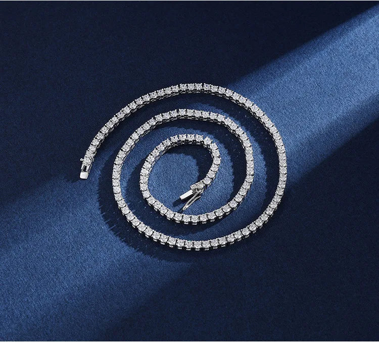 Real 2-5mm Full D Color Moissanite Tennis Neck Chain Necklace for Woman Man 925 Silver GRA Certified Party Bridal Necklaces