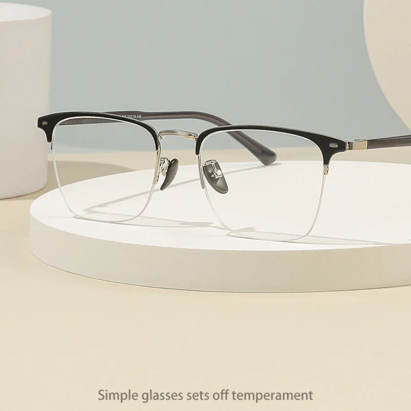 Classic Business Half Rim Eyeglasses Black Reading Glasses Men 888 Retro Anti-Blue Light Frames Customizable prescriptions