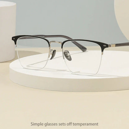 Classic Business Half Rim Eyeglasses Black Reading Glasses Men 888 Retro Anti-Blue Light Frames Customizable prescriptions