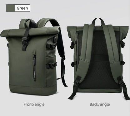 Expandable Travel Backpack Men Large Capacity Waterproof 15.6” Laptop Bag Hiking Rucksack Cycling Daypack Bag with USB Port