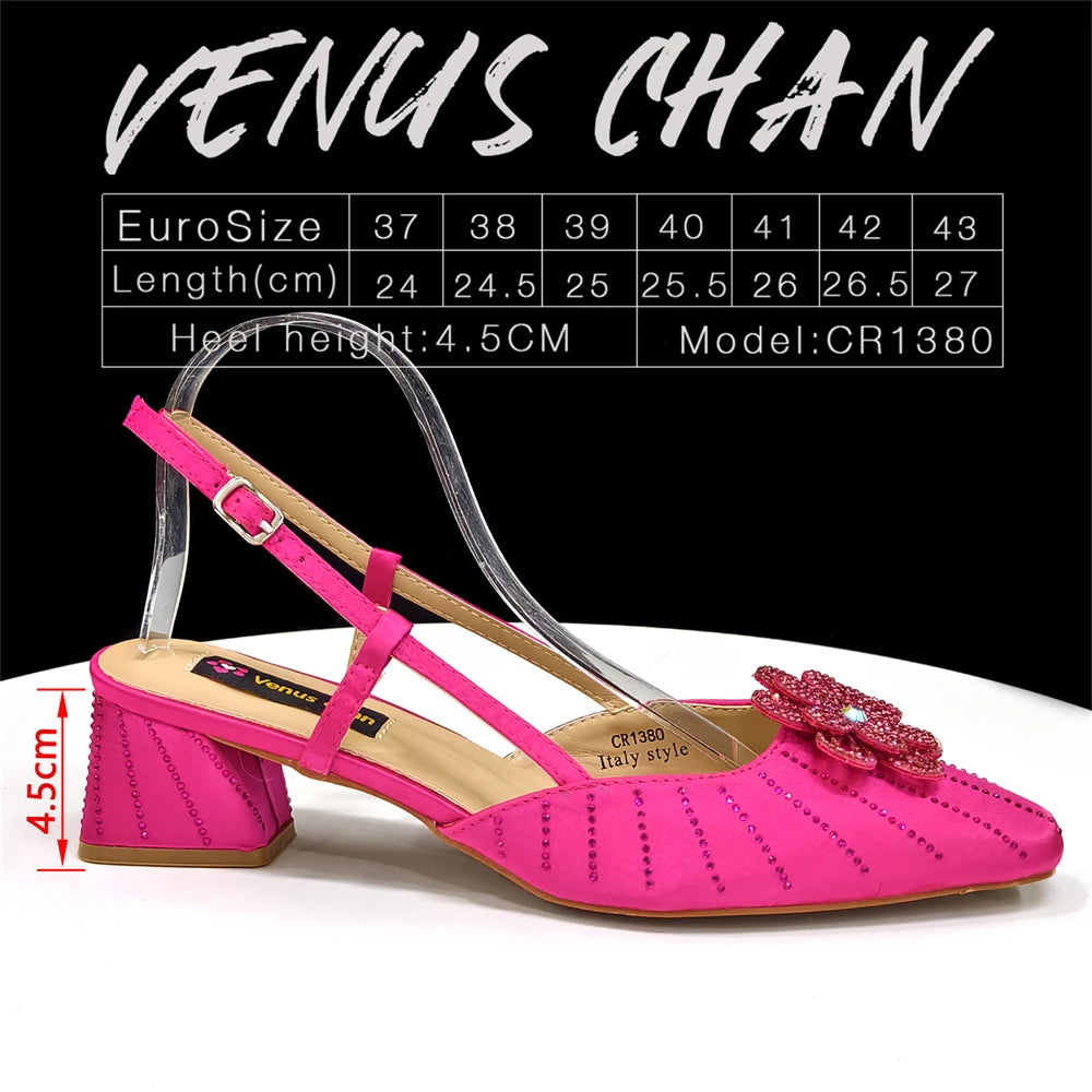 2026 Elegant Gold Color Women's Heels Handbag Set Rhinestone Embellished Designer Shoes for Weddings Special Events