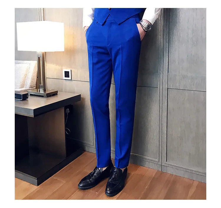 2022 Spring Summer New Men Suit Pants Solid Color Casual Business Dress Pants Slim Fit Trousers Formal Men Social Casual Pants