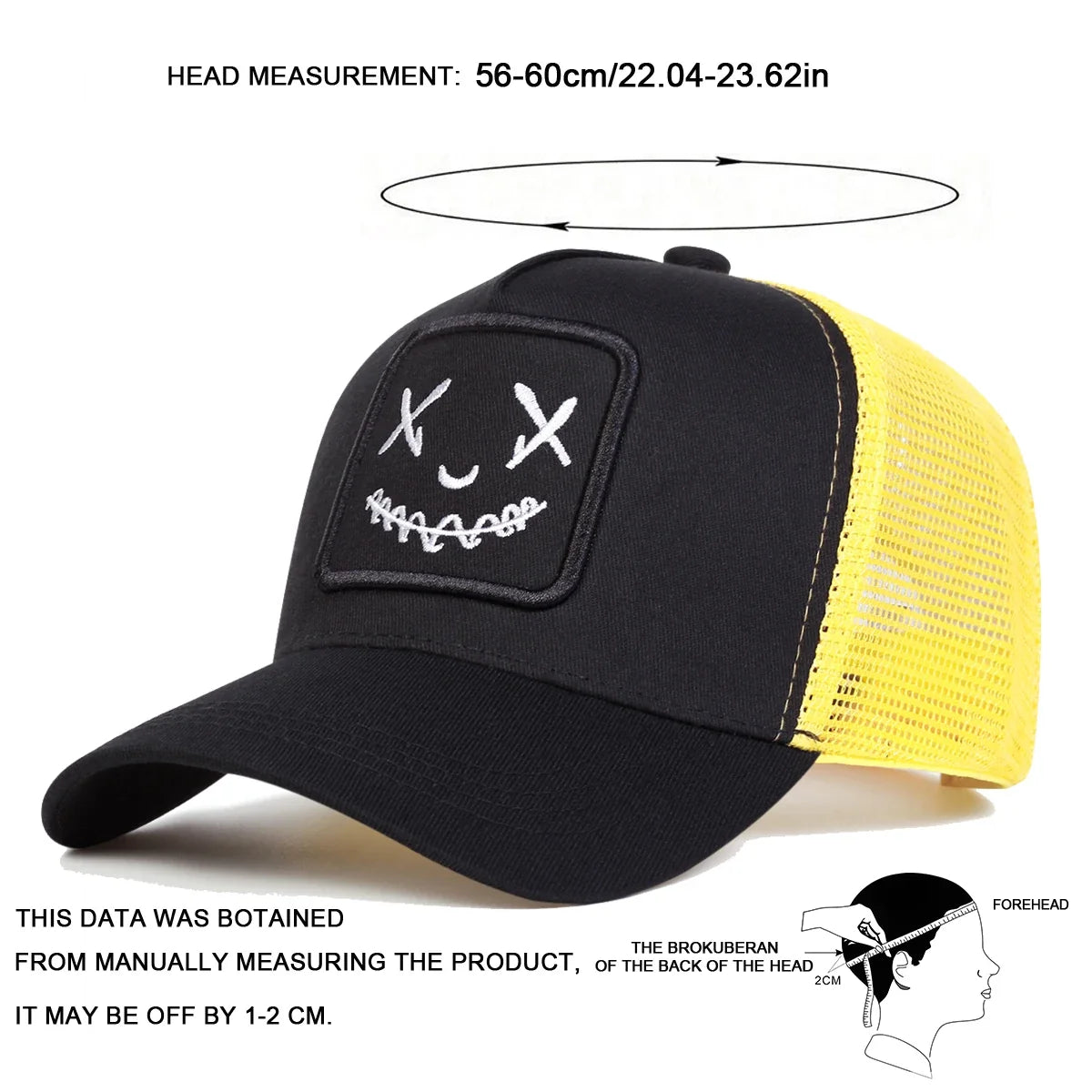 Unisex Ghost Face Embroidery Baseball Net Caps Spring and Summer Outdoor Adjustable Casual Hats Sunscreen Hat