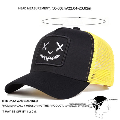Unisex Ghost Face Embroidery Baseball Net Caps Spring and Summer Outdoor Adjustable Casual Hats Sunscreen Hat