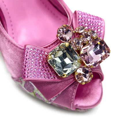 Shoes for Women High Heels INS Style Rhinestone Peep Toe Bow Gold Color New Italian Shoes and Bag for Party 2024