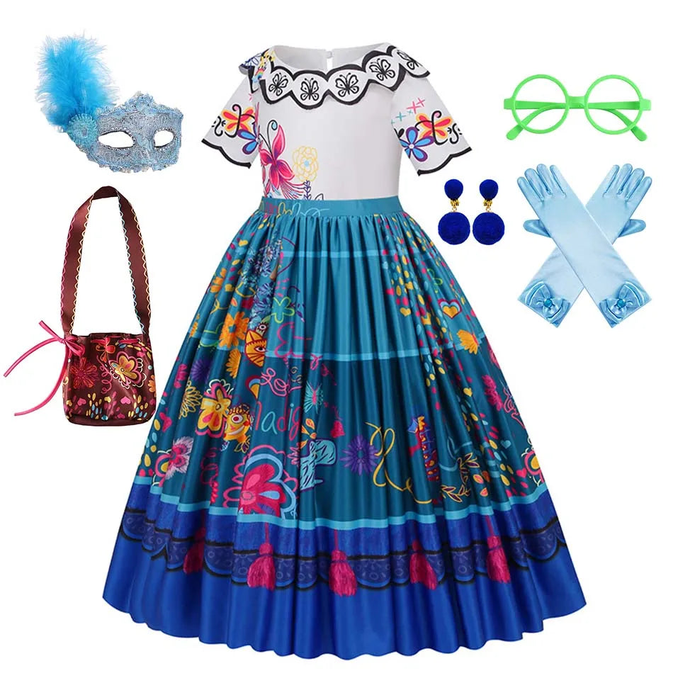 Mirabel Costume Girl Charm Encanto Disguise Dress Birthday Princess Theme Party Fantasy Outfits Toddler Girls Carnival Sets