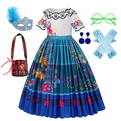 Mirabel Costume Girl Charm Encanto Disguise Dress Birthday Princess Theme Party Fantasy Outfits Toddler Girls Carnival Sets
