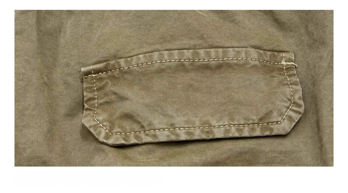 American Premium Cargo Pants Mens Pleated Baggy Multi Pocket Streetwear Oversized Straight Leg Casual Spring Fall Trendy Male
