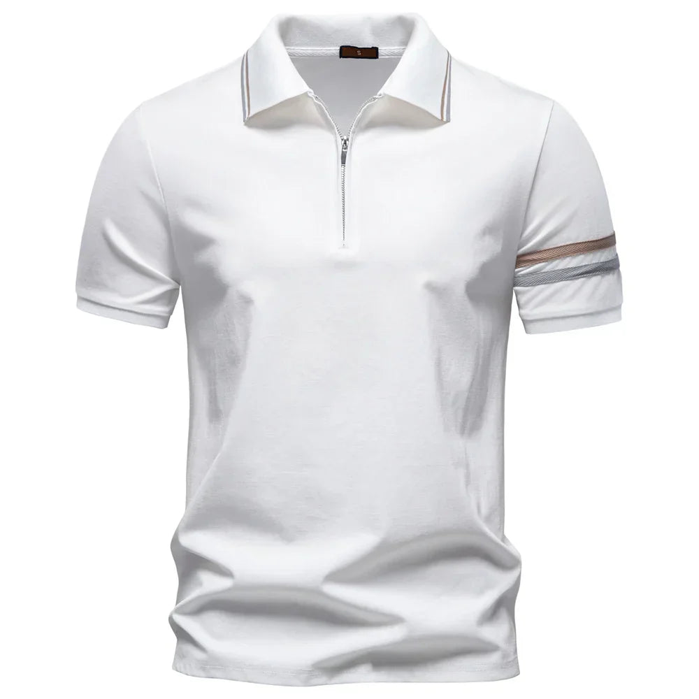 Men's Lightweight Breathable Polo Shirt Half Zipper Collar Solid Color Casual Summer Fashion Top