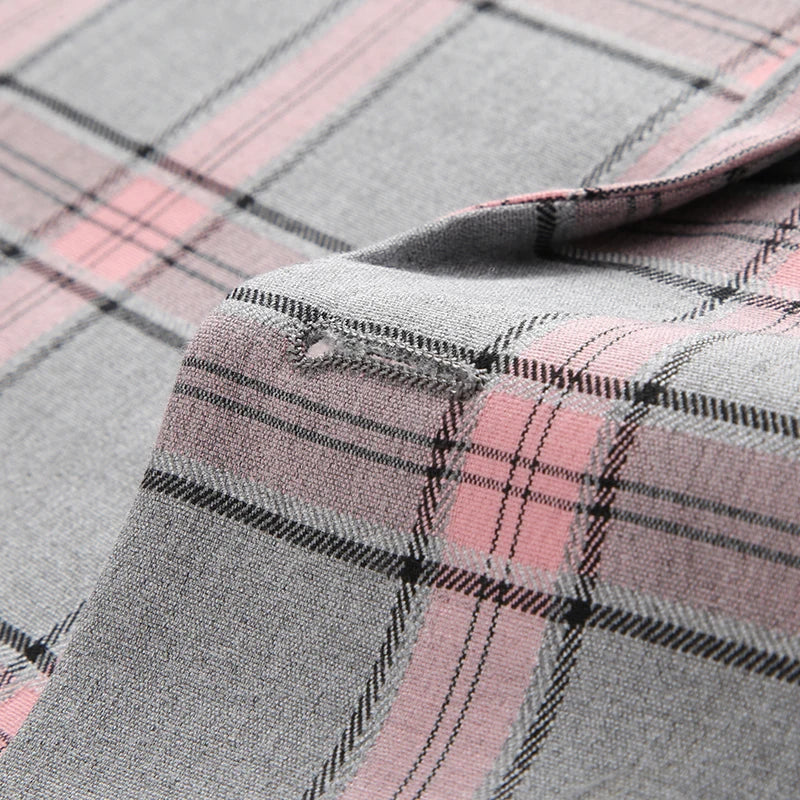 2026 New Men's Pink-Red Striped Suit Jacket, Fashion Slim Plaid Dress Coat, Red Purple Gray Blazers, Asian Size Terno Masculino