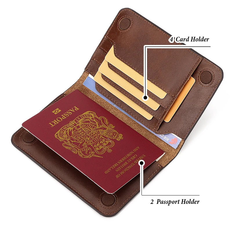 Porte-passeport en cuir véritable, étui, portefeuille, accessoires de voyage indispensables, porte-cartes de crédit RFID, pour hommes et femmes, voyage international