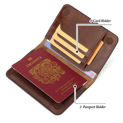 Porte-passeport en cuir véritable, étui, portefeuille, accessoires de voyage indispensables, porte-cartes de crédit RFID, pour hommes et femmes, voyage international