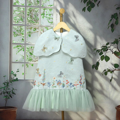 2026 Girls Elegant 3D Floral Bow Princess Gown Dress Children Formal Attire Vestido Costume Birthday Party Kids Clothing Pageant