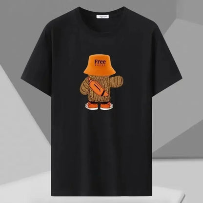 Men T-shirt Printed Tee Plus Size 110-180kg 5XL 6XL 7XL Black T Shirts Round Neck Short Sleeve Oversized Tops Big Size Clothing
