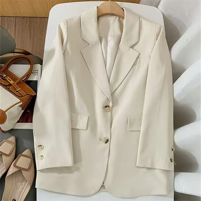 Elegant Orange Blazer for Women, Long Sleeve Jacket, Casual Slim Outerwear, Spring and Autumn Fashion, 2023