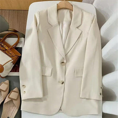 Elegant Orange Blazer for Women, Long Sleeve Jacket, Casual Slim Outerwear, Spring and Autumn Fashion, 2023