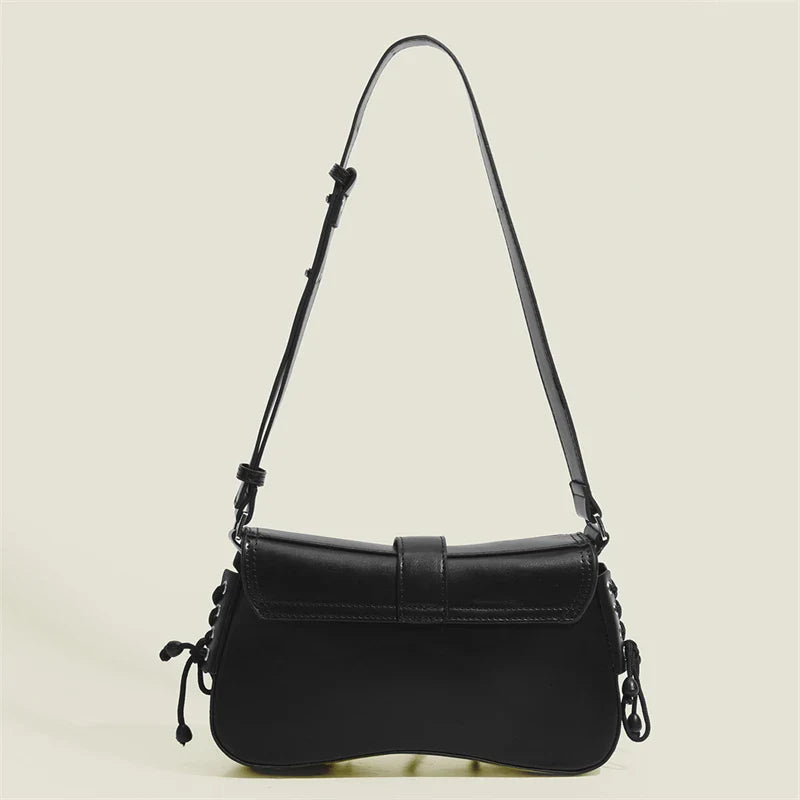Goth Punk Cool Women's Underarm Bag Hot Girls Shoulder Bags Fashion Design PU Leather Female Handbags Tote Purse with Zipper