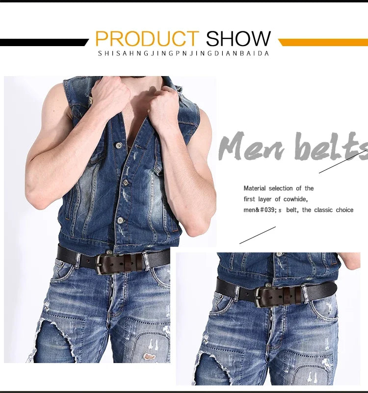 Men Genuine Leather Braided Belts Webbing High Quality Hand Vintage Belts for Men Gold Pin Buckle Casual for Jeans Strap HQ212