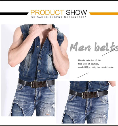 Men Genuine Leather Braided Belts Webbing High Quality Hand Vintage Belts for Men Gold Pin Buckle Casual for Jeans Strap HQ212