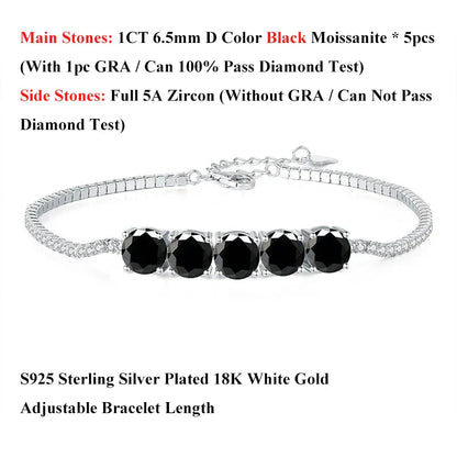Pink Blue Green Moissanite Diamond Link Bracelet 6.5mm 5cttw for Woman 925 Silver Plated 18K Adjustable Chain Bracelets