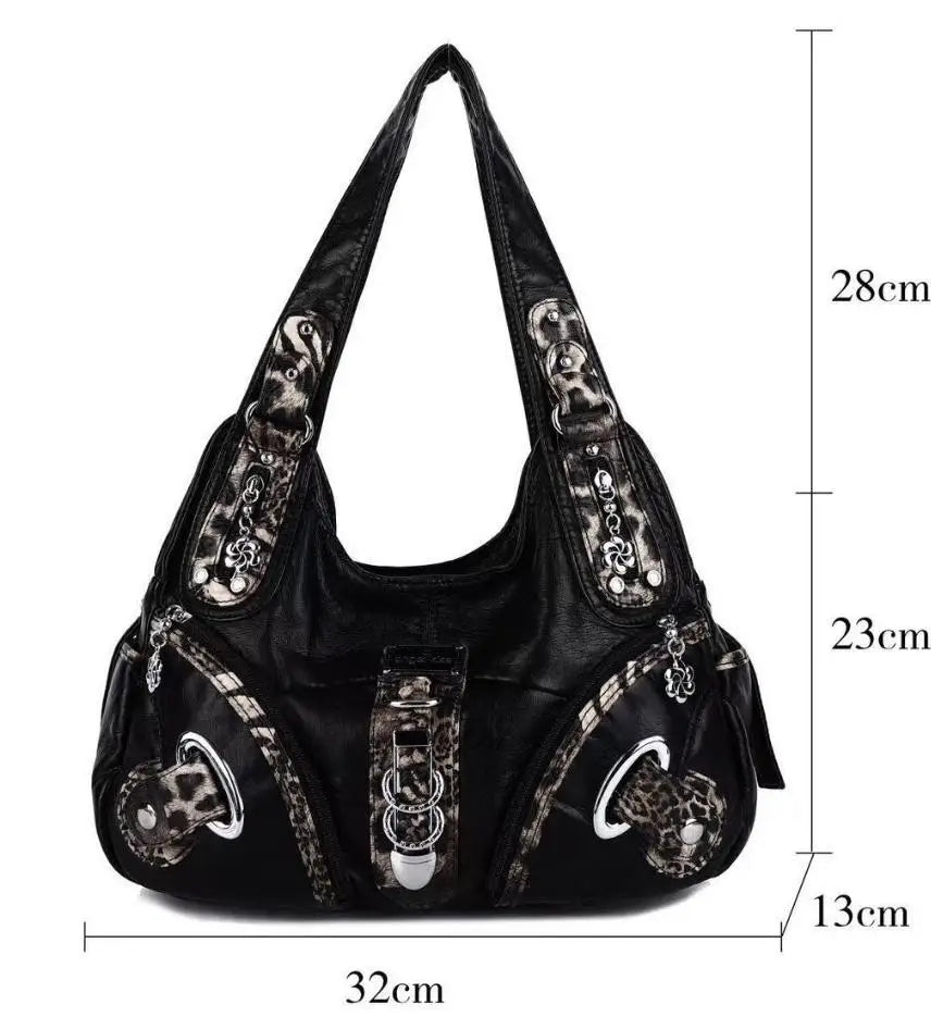 Women Handbags Fashion Leopard Shoulder Bag Large Tote Top-handle Shopping Pack Multifunctional Satchel Lady Hobos  Big Purse